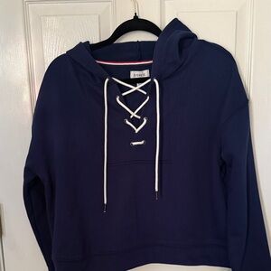 Evereve Deep Blue Lace-Up Hoodie